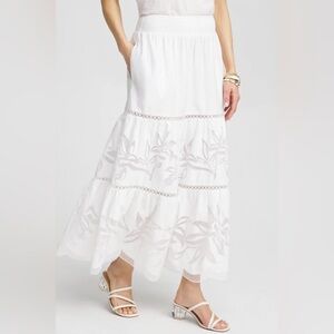 NWOT Chico’s White Poplin Cotton Maxi Skirt